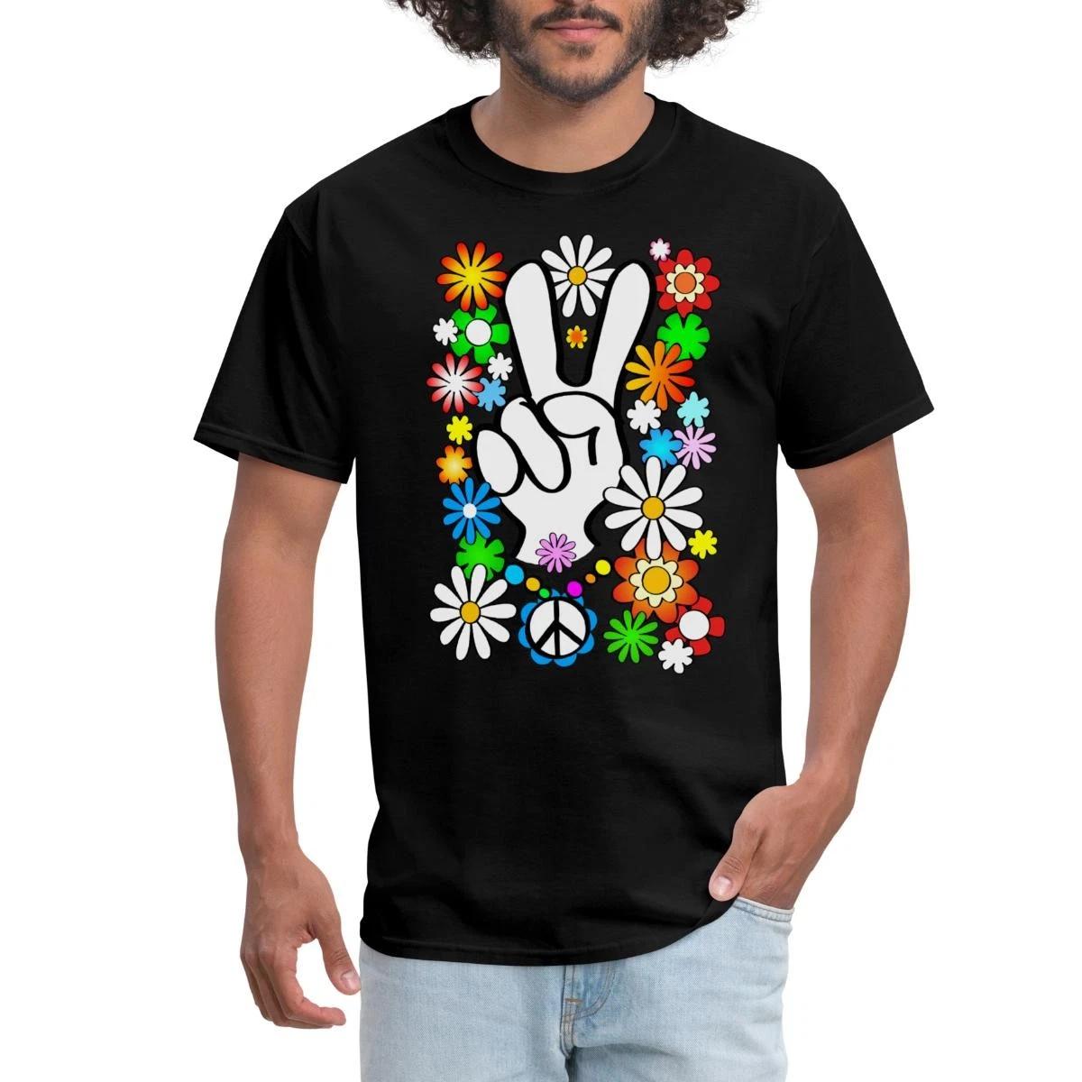Peace Sign Flower Power Men s T-Shirt S