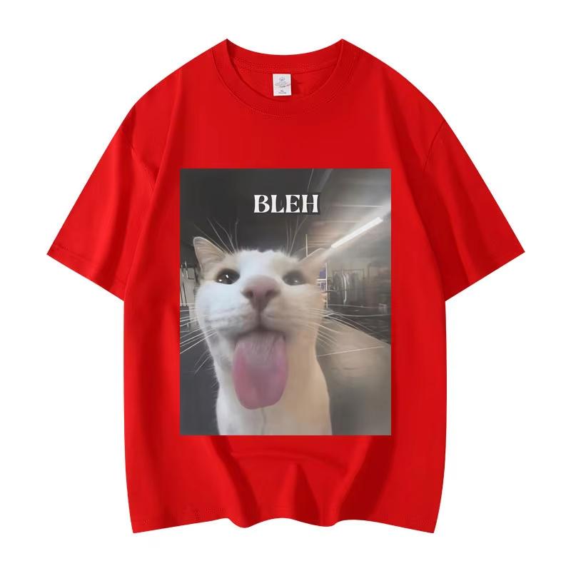

Блех Смешной Кот Мем Графические Футболки Мужская Женская Одежда Уличная Мода Тренд Футболки Летняя Повседневная Футболка с Коротким Рукавом 4XL