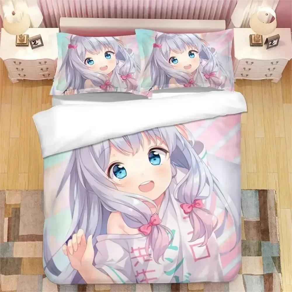 Mädchen Izumi Sagiri Bettwäsche-Set Bedrucktes Bettset mit Kissenbezug Bettbezug Weich Queen King Size Bettwäsche Heim Bettwäsche