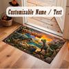 Dinosaur Theme Soft Crystal Velvet Rug Custom Name & Text Print Non Slip Floor Rug for Bedroom Living Room