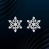 Round Cut 925 Sterling Silver Moissanite Stud Earrings Snowflakes Shape Earring