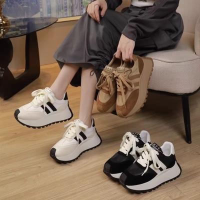 Zapatos Vulcanizados de Mujer Primavera Nueva Moda Suela Gruesa con Cordones Cómodos Antideslizantes Resistentes al Desgaste Zapatos Deportivos Casuales