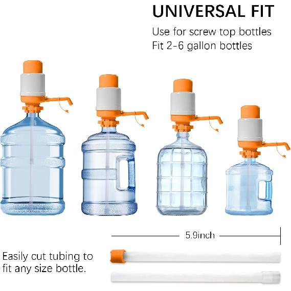 Manual Water Pump for 5 Gallon Bottle, Water Dispenser 5 Gallon with Pressure Relief Valve for No Drips, Easy Hand Press Water Jug Dispenser Fit for