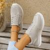 Women's Large Size Fashion Versatile Solid Color Flat Thick Sole Casual Athletic Shoes.