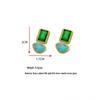 Sterling Silver Geometric Emerald Stone Earrings - European & American Retro Design