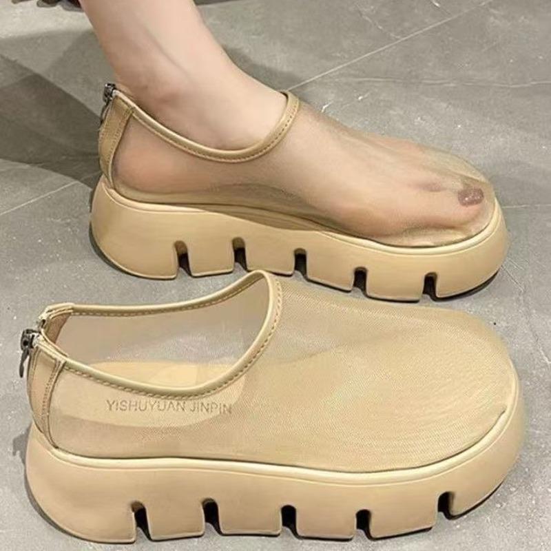New piano sole heightened non-slip muffin mesh yarn breathable single shoes women summer one-pedal sandals women