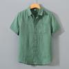 Men's Linen Shirt Short Sleeved Summer Thin Loose Linen Top Beach Vacation Outdoor Casual Clothing
