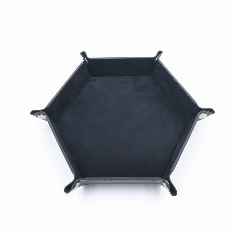 Hexagonal felt dice tray foldable storage box game tray desktop storage box jewelry tray чёрный