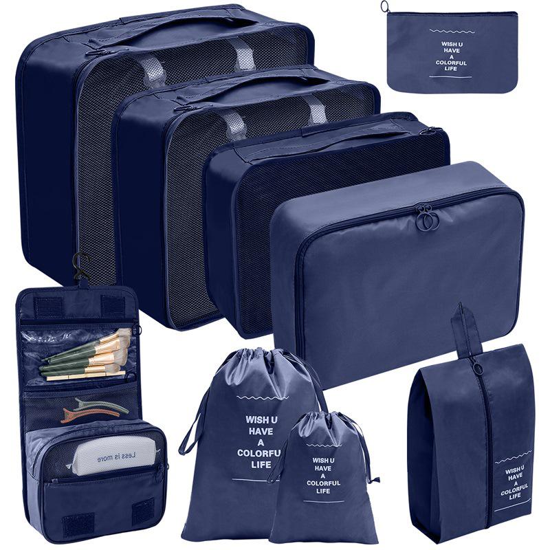 Travel Storage Set: Foldable Toiletry, Makeup, Clothes, Shoes, Digital Accessories, and Drawstring Luggage Bags.
