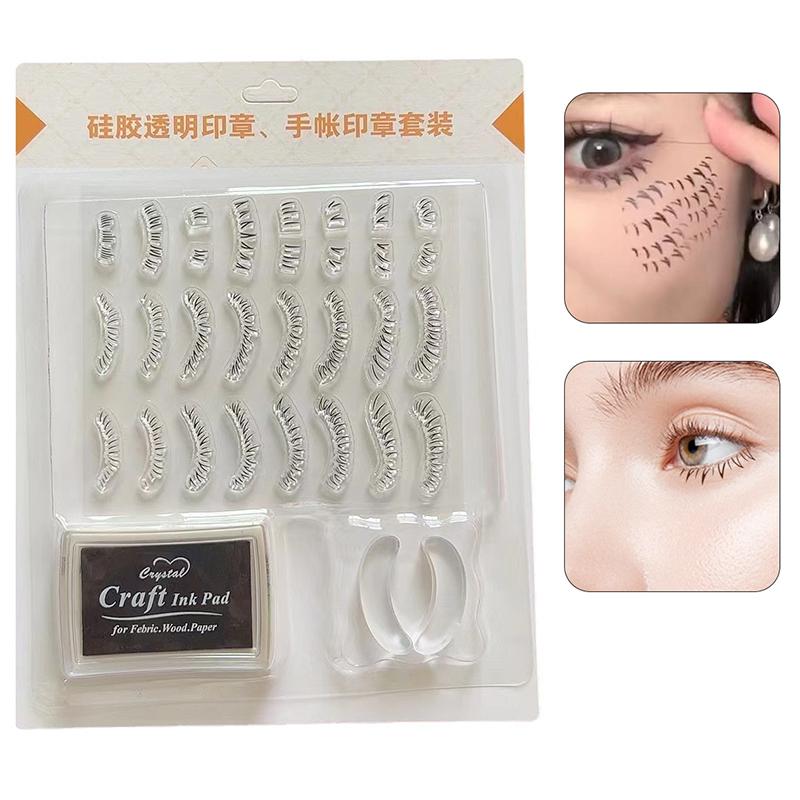 1 Zestaw Pieczątka Pomocnicza do Dolnych Rzęs Eyeliner Szybkoschnący Wodoodporny Czarny Makijaż Oczu