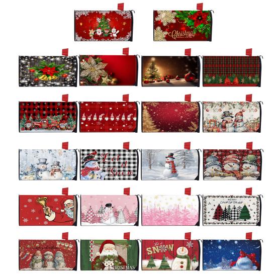 Winter Magnetic Mailbox Cover Standard Size 18 X 21in Merry Christmas Mailbox Wraps Cover Holiday Post Letter Box Cover for Outdoor Garden Yard Decor