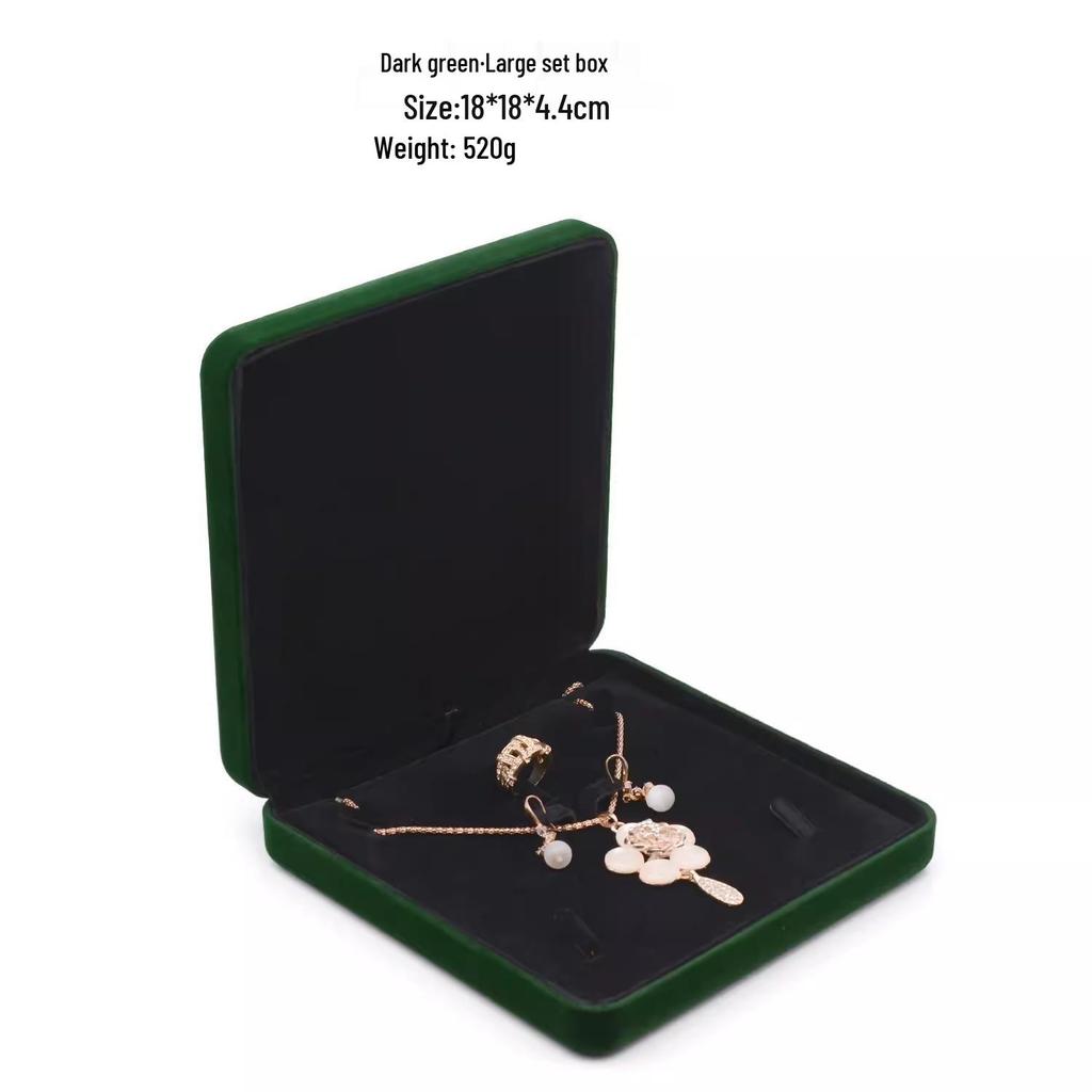 Scatola Gioielli Verde Scura in Velluto - Scatola Regalo per Collana, Anello, Bracciale Rigido e Braccialetto