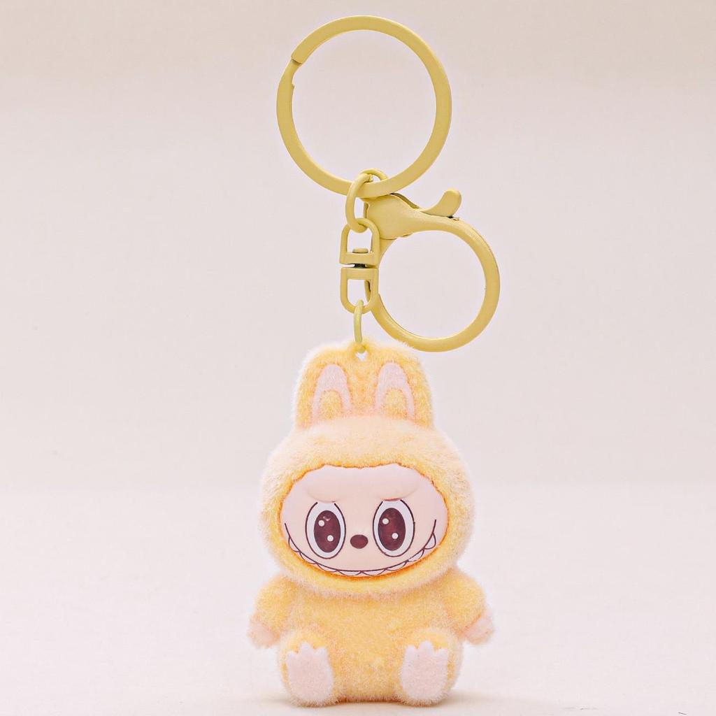 Vločkovaná klíčenka s přívěskem LABUBU - Plyšová kreativní panenka, přívěsek na tašku, dárek