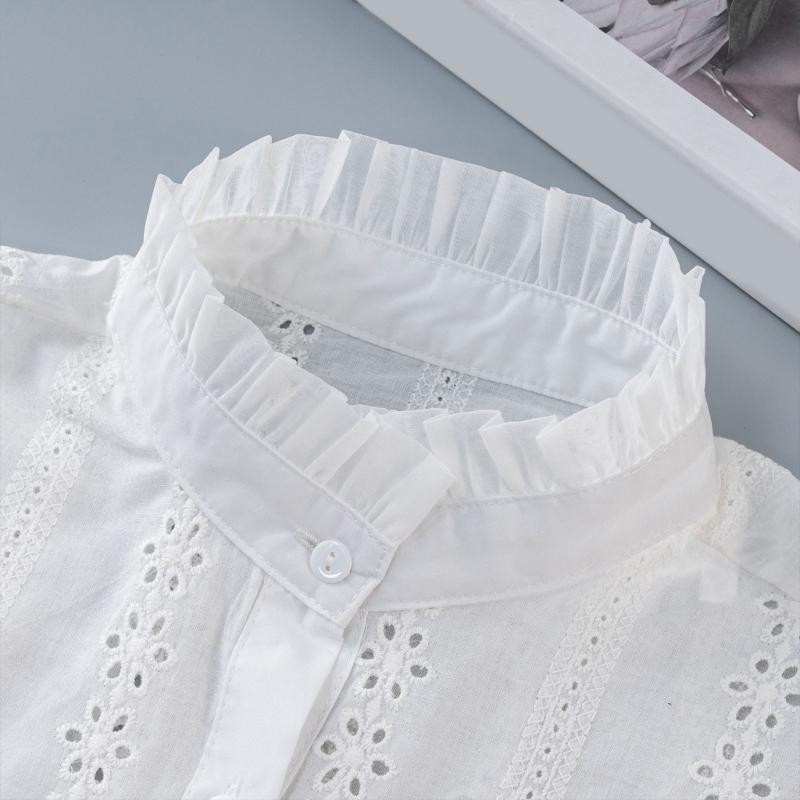White Polyester Fashion Collar Insert Unique Patterns Lightweight Breathable Layering Piece