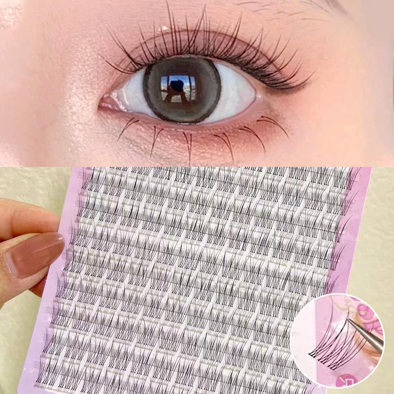 Exclusive Transparent Stem Fishtail Natural Single-Cluster False Eyelashes for Beginners