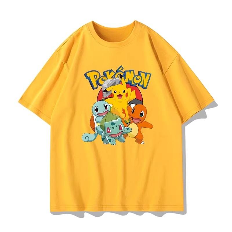 Potdemiel Summer New Pikachu Print Children's T-Shirt Suitable for Boys and Girls