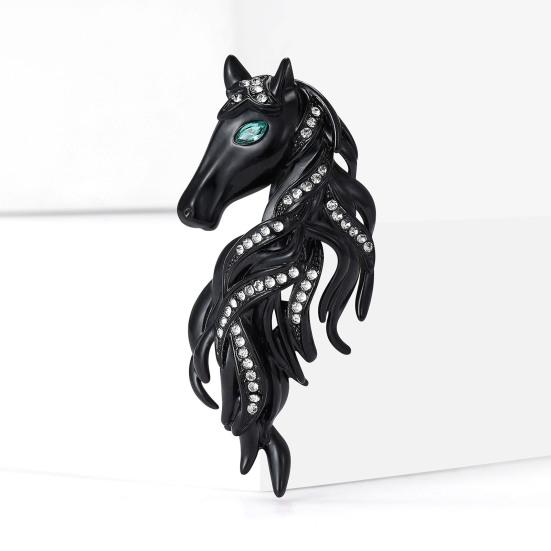 Horse Brooch Sparkling Rhinestones Inlaid Enamel Brooch Pin Clothes Hats Bags Badge Fashionable Accessory