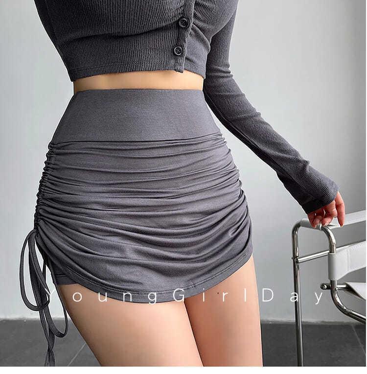 2026 High-Waisted Sexy Pleated A-Line Mini Skirt with Drawstring for Women – Nightclub Ready