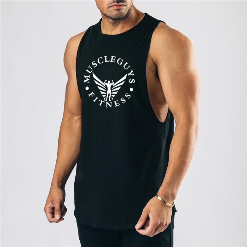 Muscleguys Ärmelloses T-Shirt Herren Baumwolle Atmungsaktiv Tanktop Sommer Leicht Locker Sport Fitness Weste