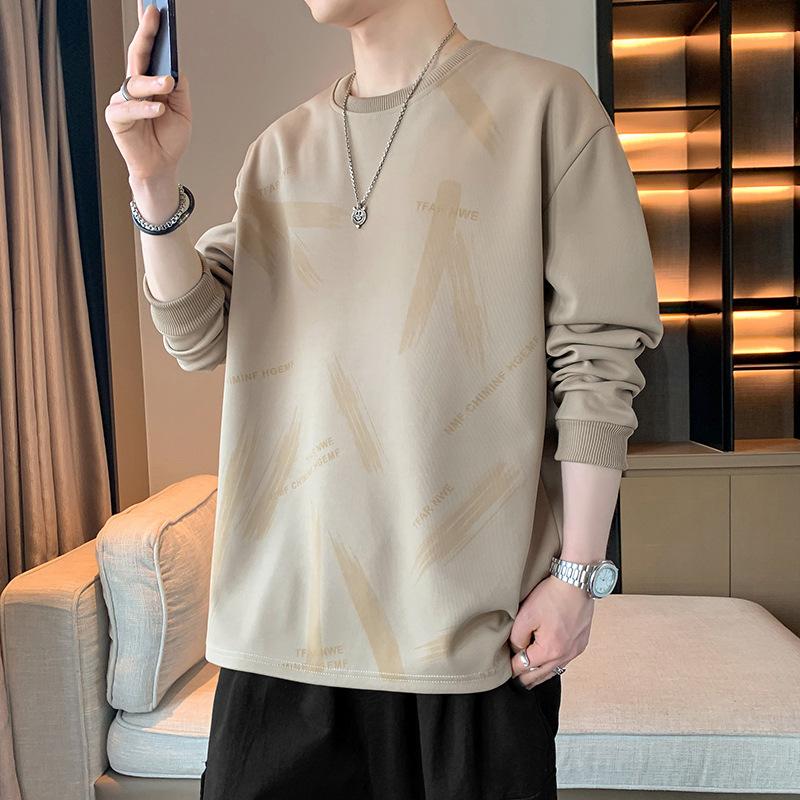 Round Neck Sweatshirt Men's Spring and Autumn New Style Printed Loose Casual Pullover Versatile Clothing
