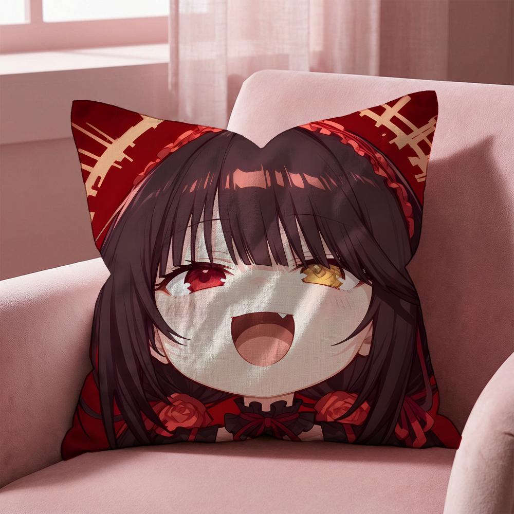 D-DATE A LIVE ANIME Cushion Cover Multi-Scene Pillow Cover for Home & Car - Reversible, Soft & Durable for Daily Use