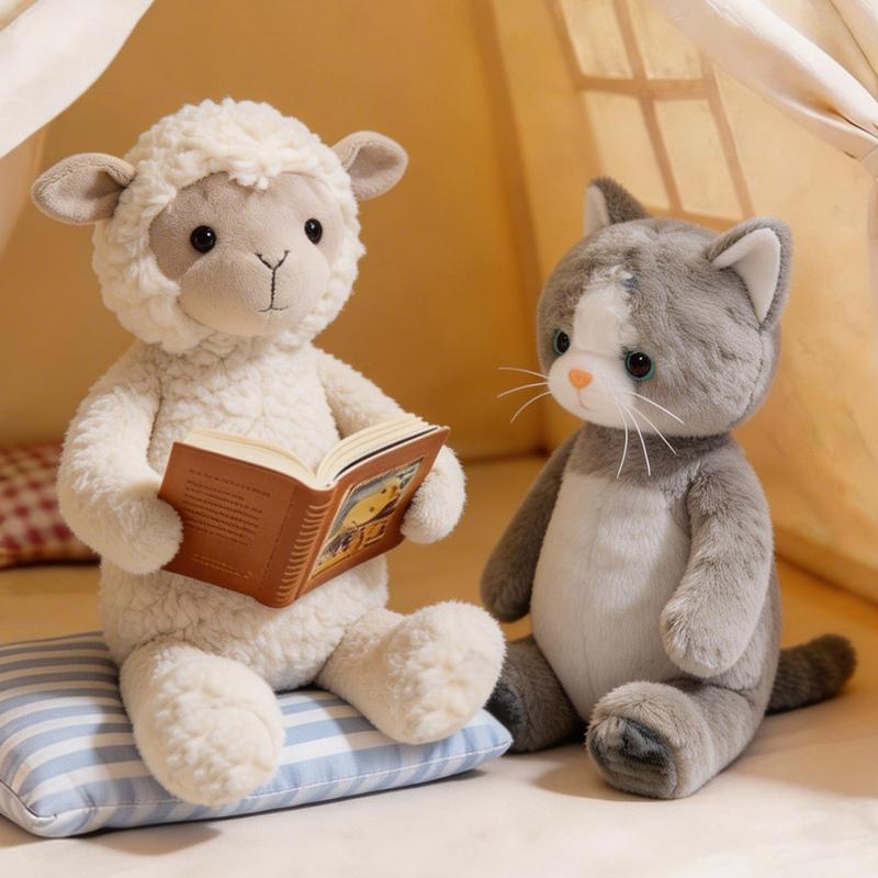 30cm Cartoon Cute Sheep Plush Doll Soft Grey Cat White Sheep Animal Stuffed Toy Home Decoration Appease Gift For Children