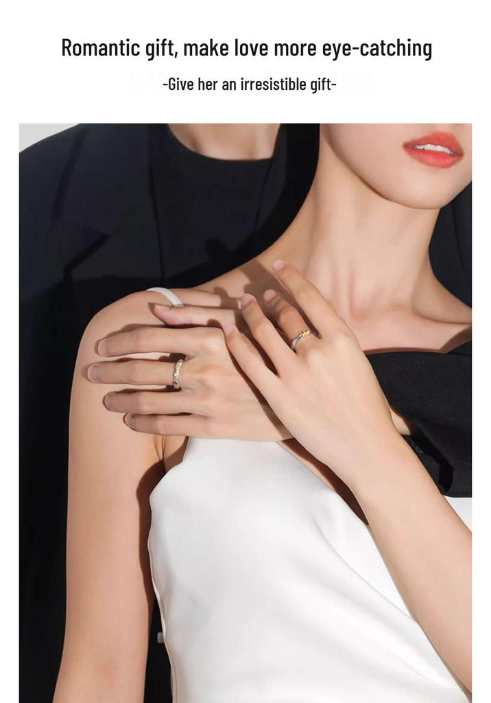 Princess and Knight S925 Sterling Silver Commemorative Couple Rings for Men and Women - Fashionable Qixi Festival Gift