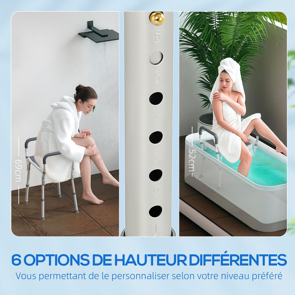 Sedile da Bagno in Alluminio 57-69cm