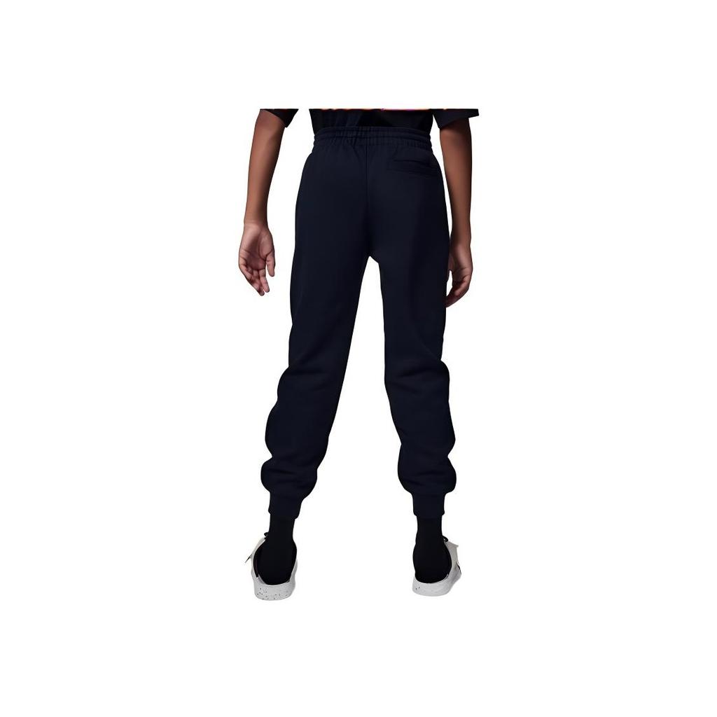 Jordan Logo Tape Drawstring Casual Fleece-Lined Jogger Knit Pants Kids Bottoms Black HF6639-010