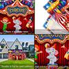 Red Carnival Circus Polyester Photography Background Colorful Fireworks Sky Ferris Wheel Party Photography Background Tapestry