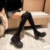 European and American Fashion Super Long Knee Boots Women's Bag Thigh Thin Thick-soled Muffin Long Boots High Heel High Tube Elastic Thin Boots