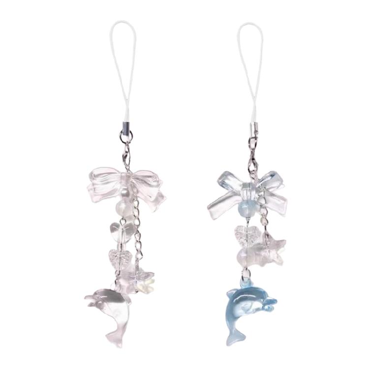 Delicate Beaded Keychain with Delicate Dolphin Decoration Elegant Phone Pendant Unique Keyring for Woman Girls