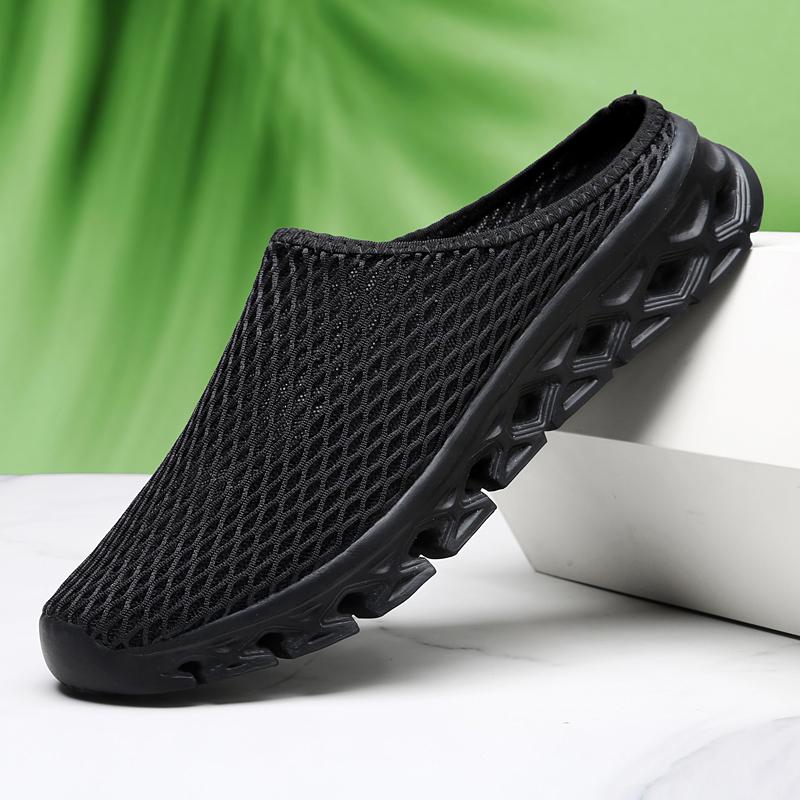 

Женские тапочки сандалии летние пляжные тапочки женские дышащие сетчатые туфли на плоской подошве для ходьбы женские домашние тапочки для пары мужские тапочки 43 чёрный