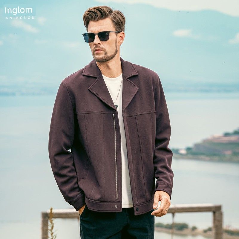 

Yingjuelun Light Business Flat Lapel Jacket for Men 2025 Autumn and Winter New Style Light Mature Style Lapel Commuter Casual Jacket Reddish Brown L