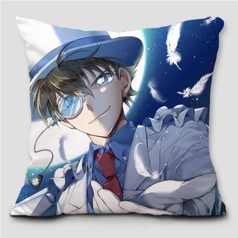 Garip Soyguncu Kidd Conan Yastık Adı Dedektif Conan Kudo Shinichi Gri Baskılı Yastık Kılıfı