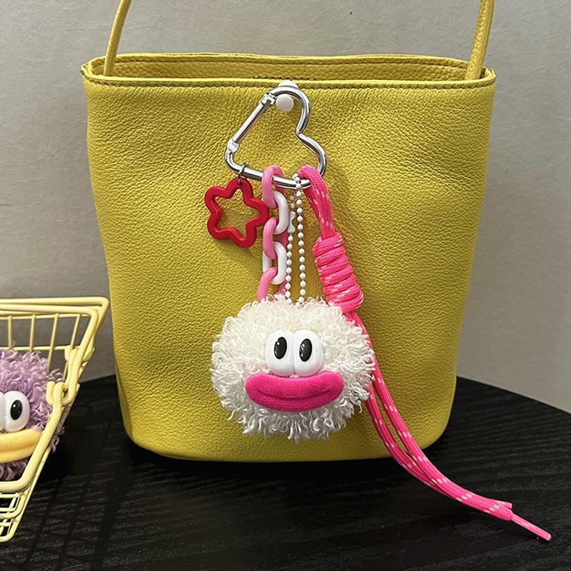 Kawaii Big Mouth Doll Keychain Creative Sweet Plush Doll Keyring Girly Bag Pendant Backpack Hanging Decoration Lovely Gifts