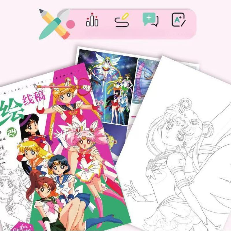 Sailor Moon Characters Colorful Cartoon Art Book for Drawing and Improving Your Skills