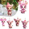 Delightful Pink Acrylic Christmas Reindeer Auto Ornament For Cheer Holiday