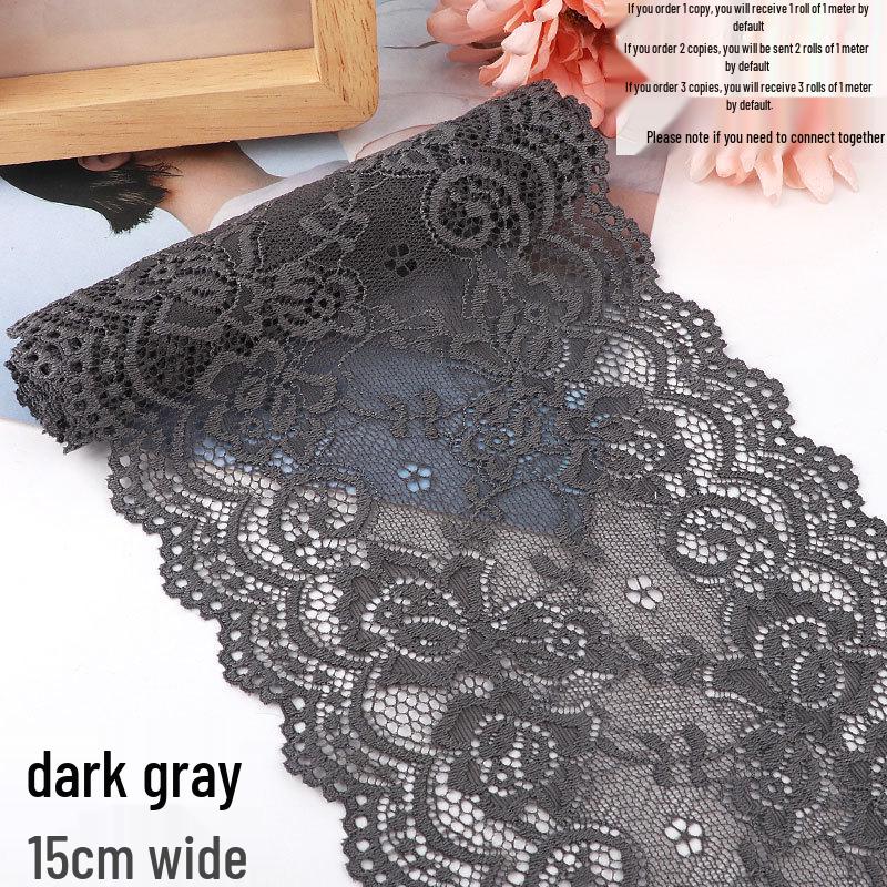 Bordo in pizzo elastico morbido largo 15 cm per decorazione di abbigliamento e gonne fai da te in bianco o nero