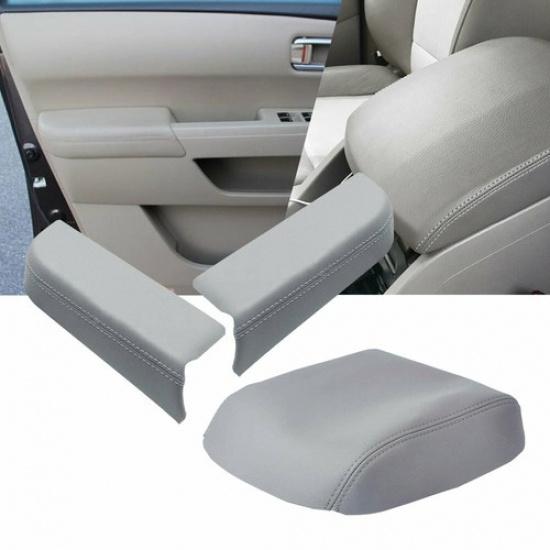 New For 09-15 Honda Pilot Leather Center Console Lid & Door Armrest Cover AUXITO