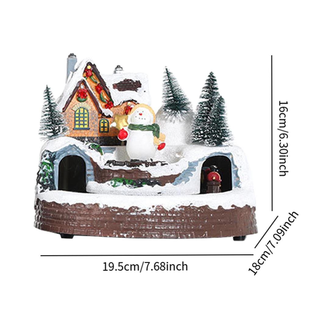 Lighted Christmas House Figurine Christmas Decoration with Light Desktop