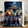 A Group of Characters with Diverse Outfits and Elemental-themed Effects. for All Seasons Blanket Lunch Break Throw Gift