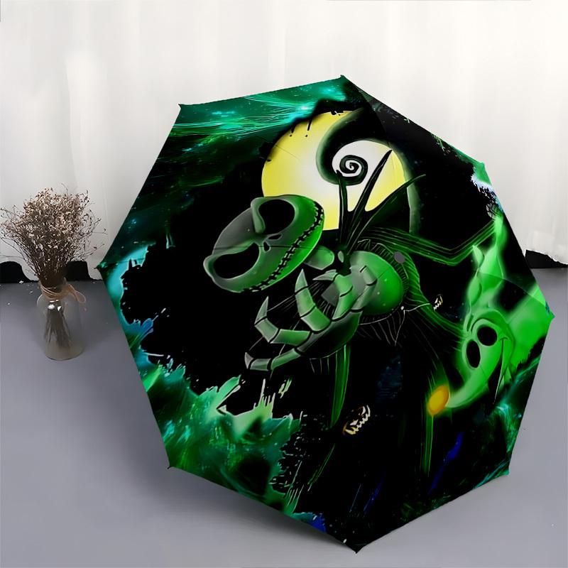 Albtraum vor Weihnachten, Jack Skellington Motiv, Automatisches Öffnen und Schließen, Helles 8-Speichen, Tragbarer Schirm, Geeignet für Männer
