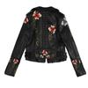 Jachetă Palton Femei Imprimeu Floral Broderie Piele Ecologică Moale Guler Revers Casual Pu Motocicletă Negru Punk Îmbrăcăminte Exterioară