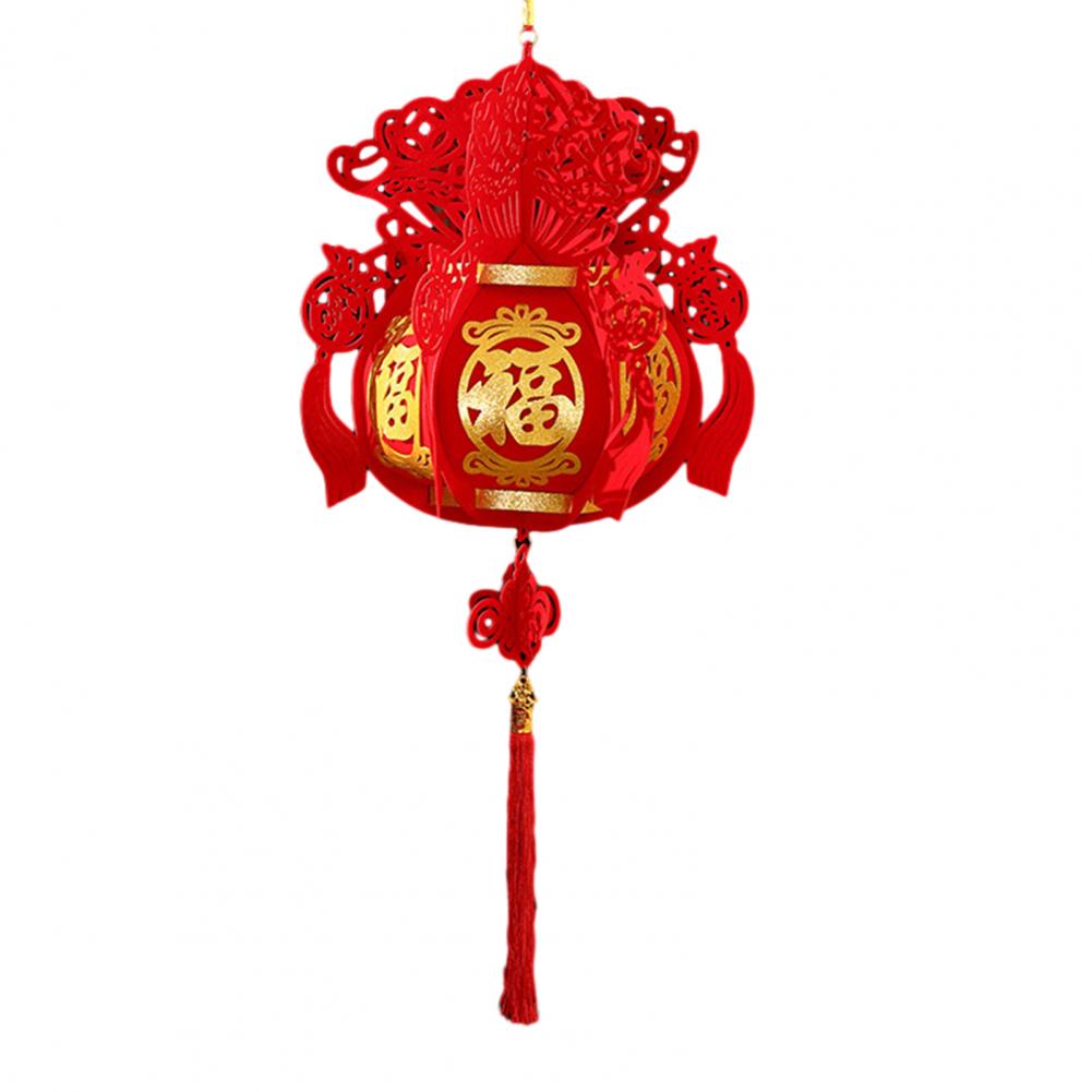 Traditional Palace Lantern Year Of The Horse Lantern Chinese New Year Decoration Fu Character Flocked Fabric Hanging Lantern