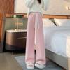 Damen Strickhose mit weitem Bein und Spitzenbund - Hochtailliert, schlankmachend und lässig für Herbst/Winter 2025.