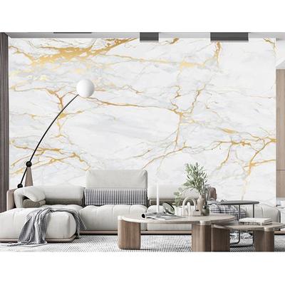 Papier peint mural en marbre moderne en marbre blanc, peinture murale à lignes dorées, décoration murale pour salon, chambre à coucher, maison