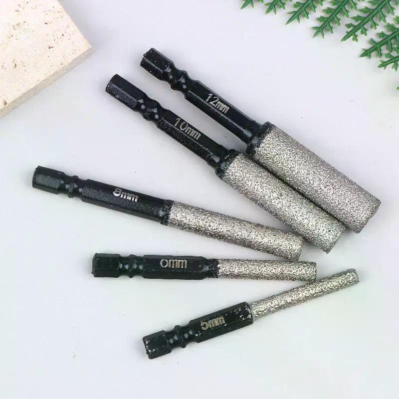 Dual Purpose 2x5-12mm Dry Drill Bit Set - Vacuum Brazed for Use On Wet or Dry Surfaces