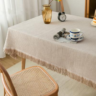 1 Stück Ins Style, Französisch, Baumwolle Leinen, Japanische einfarbige Spitzentischdecke, Kaffeetischdecke, Hochwertige lange Tischdecke, Esstischdecke