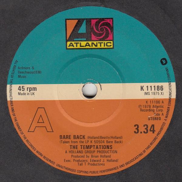 

7inch Record TEMPTATIONS - Bare Back K11186 Atlantic 1978 UK Soul/Funk Used